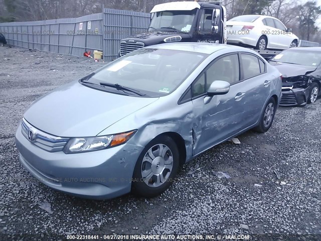 JHMFB4F20CS007705 - 2012 HONDA CIVIC HYBRID GREEN photo 2