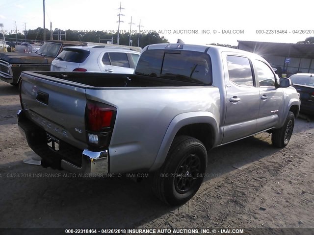 5TFCZ5AN8JX123080 - 2018 TOYOTA TACOMA DBL CAB/SR/TRDSPT/OR/PRO ვერცხლისფერი ფოტო 4
