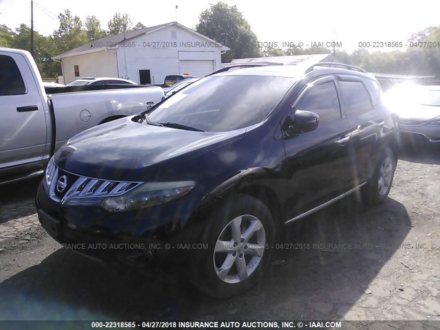 JN8AZ18U29W002239 - 2009 NISSAN MURANO S/SL BLACK photo 2