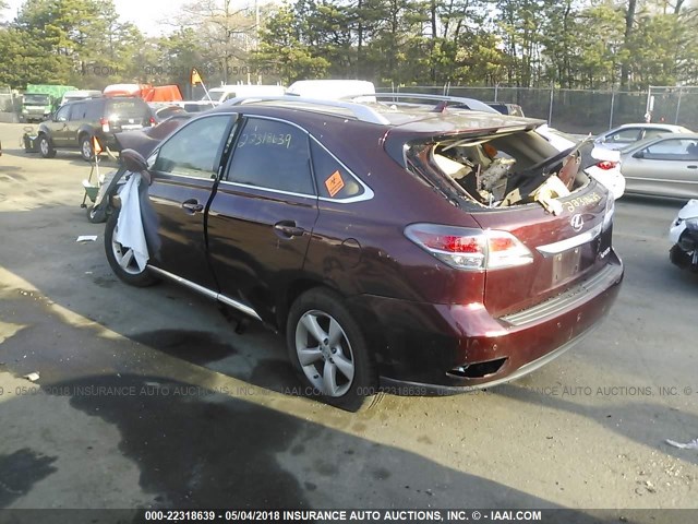 2T2BK1BA2DC166767 - 2013 LEXUS RX 350/BASE/F SPORT MAROON photo 3