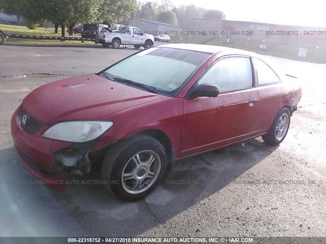 1HGEM22195L067022 - 2005 HONDA CIVIC DX VP RED photo 2