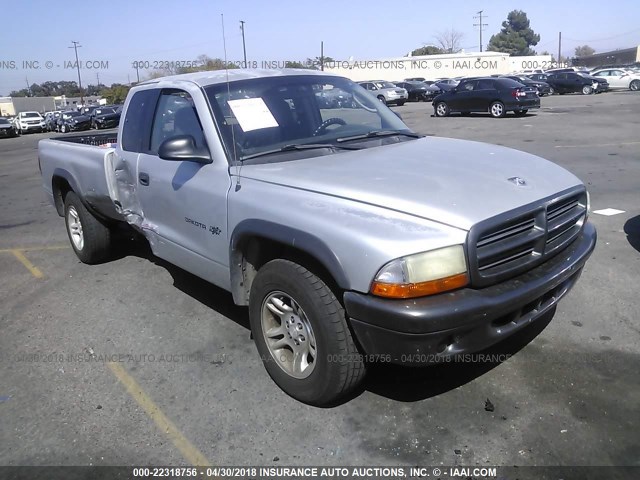 1B7GL12X92S711032 - 2002 DODGE DAKOTA SXT SILVER photo 1