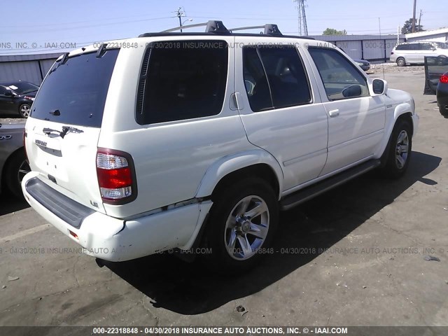 JN8DR09X34W801911 - 2004 NISSAN PATHFINDER LE/SE WHITE photo 4