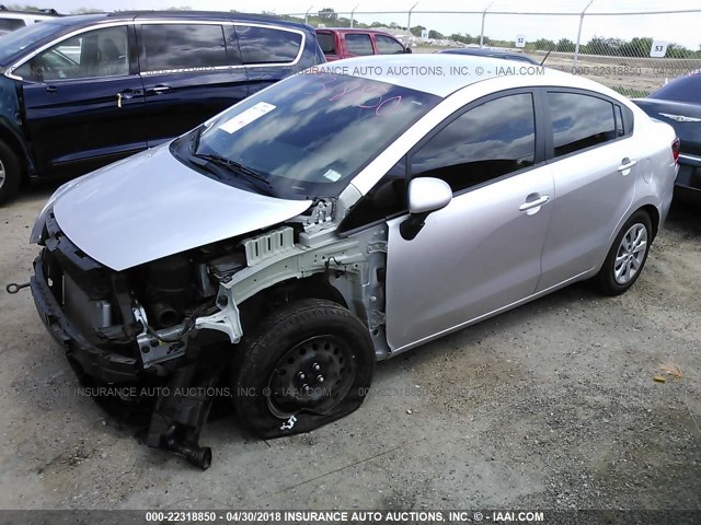 KNADM4A31F6521222 - 2015 KIA RIO LX SILVER photo 2