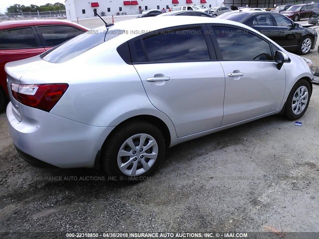 KNADM4A31F6521222 - 2015 KIA RIO LX SILVER photo 4