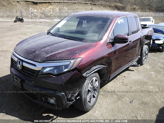 5FPYK3F54HB007149 - 2017 HONDA RIDGELINE RTL BURGUNDY photo 2