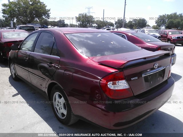 4T1BF32K82U012699 - 2002 TOYOTA CAMRY LE/XLE/SE 勃艮第红 照片 3