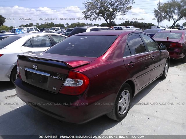 4T1BF32K82U012699 - 2002 TOYOTA CAMRY LE/XLE/SE 勃艮第红 照片 4