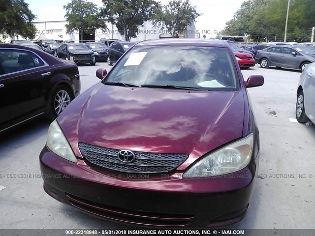 4T1BF32K82U012699 - 2002 TOYOTA CAMRY LE/XLE/SE BURGUNDY photo 6