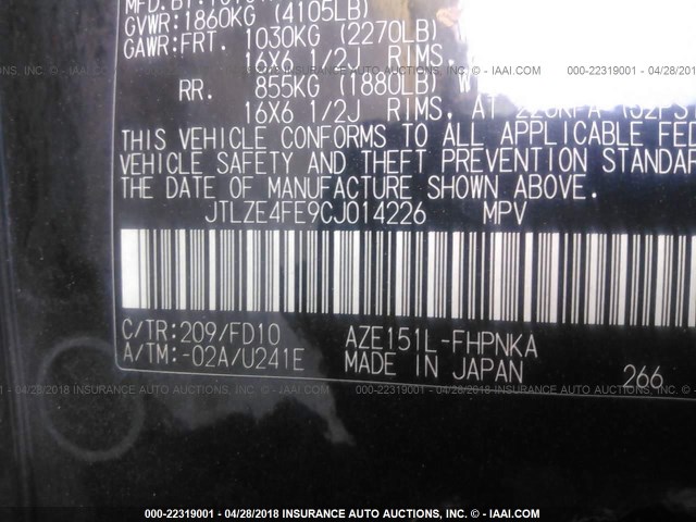 JTLZE4FE9CJ014226 - 2012 TOYOTA SCION XB Qara foto 9