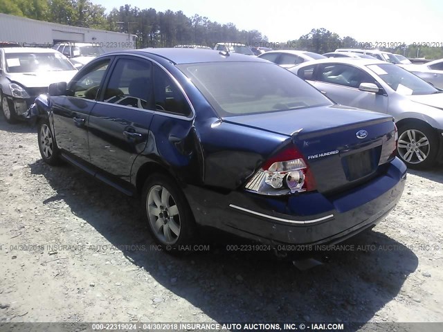 1FAHP24107G144409 - 2007 FORD FIVE HUNDRED SEL BLUE photo 3