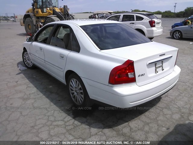 YV1TS592561438163 - 2006 VOLVO S80 2.5T WHITE photo 3