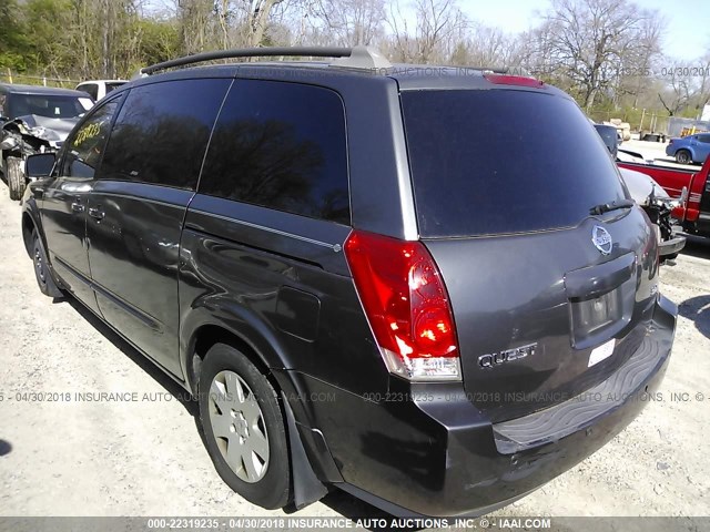 5N1BV28U35N120393 - 2005 NISSAN QUEST S/SE/SL GRAY photo 3