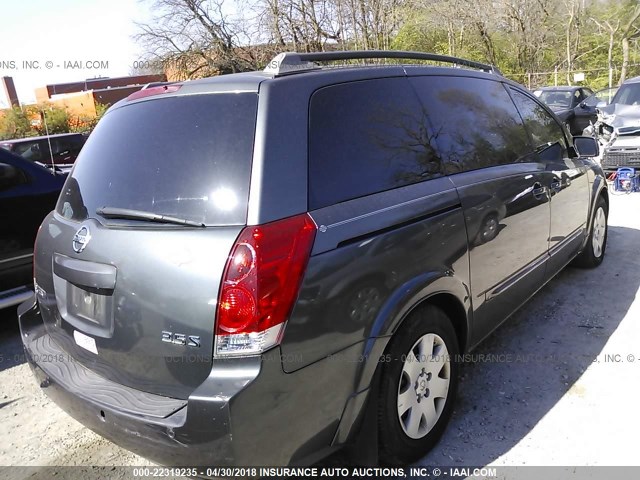 5N1BV28U35N120393 - 2005 NISSAN QUEST S/SE/SL GRAY photo 4