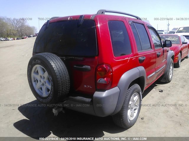 1J4GL48K73W605048 - 2003 JEEP LIBERTY SPORT/FREEDOM RED photo 4