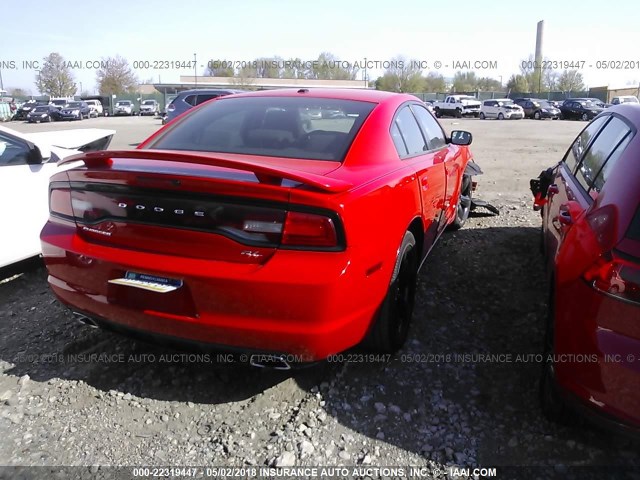2C3CDXCT5EH330529 - 2014 DODGE CHARGER R/T RED photo 4