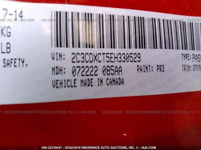 2C3CDXCT5EH330529 - 2014 DODGE CHARGER R/T RED photo 9
