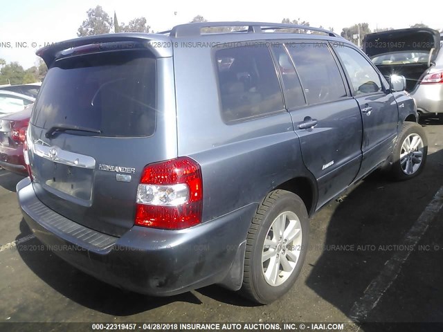 JTEEW21A860030715 - 2006 TOYOTA HIGHLANDER HYBRID BLUE photo 4