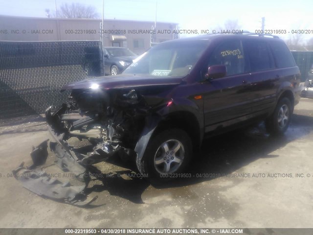 5FNYF184X7B007984 - 2007 HONDA PILOT EX MAROON photo 2