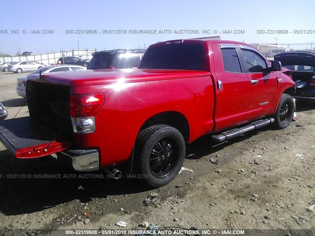 5TBRV54168S482127 - 2008 TOYOTA TUNDRA DOUBLE CAB/DOUBLE CAB SR5 RED photo 4