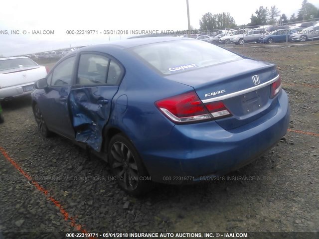 19XFB2F94EE240222 - 2014 HONDA CIVIC EXL BLUE photo 3