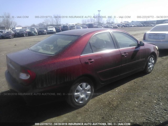 4T1BE32K73U245753 - 2003 TOYOTA CAMRY LE/XLE/SE RED photo 4