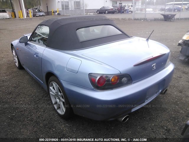 JHMAP21434T003586 - 2004 HONDA S2000 BLUE photo 3