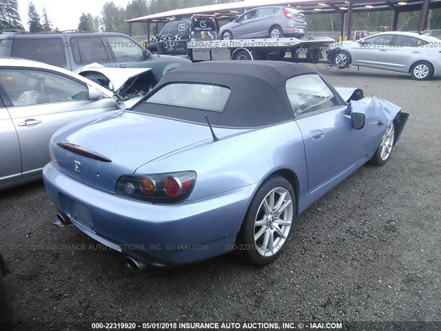 JHMAP21434T003586 - 2004 HONDA S2000 BLUE photo 4