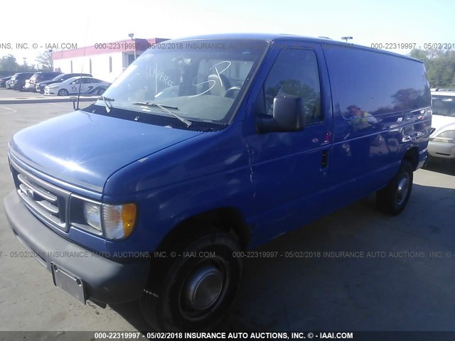 1FTNE24283HA50181 - 2003 FORD ECONOLINE E250 VAN BLUE photo 2