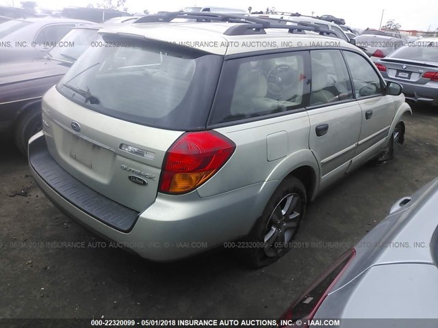 4S4BP61C677332926 - 2007 SUBARU LEGACY OUTBACK 2.5I GREEN photo 4