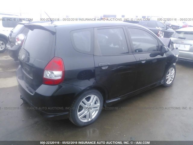 JHMGD38627S063689 - 2007 HONDA FIT S BLACK photo 4