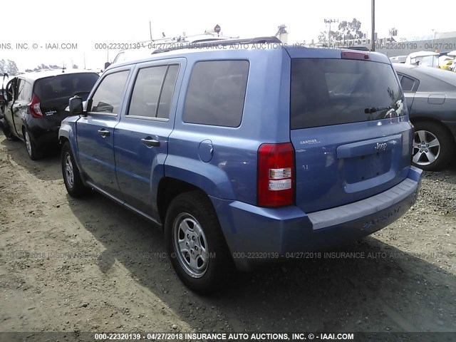 1J8FT28047D370221 - 2007 JEEP PATRIOT SPORT BLUE photo 3