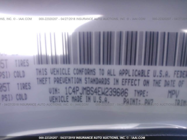 1C4PJMBS4EW239606 - 2014 JEEP CHEROKEE TRAILHAWK თეთრი ფოტო 9