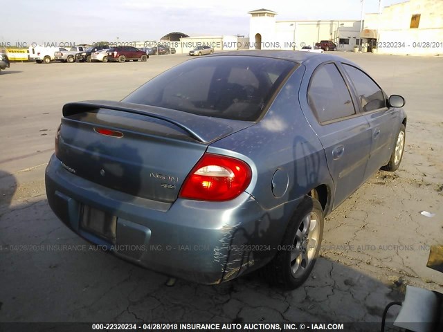 1B3ES56CX3D251329 - 2003 DODGE NEON SXT BLUE photo 4