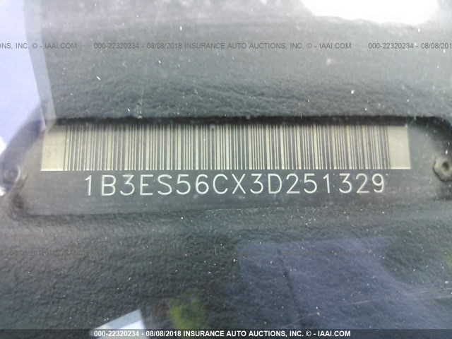 1B3ES56CX3D251329 - 2003 DODGE NEON SXT BLUE photo 9