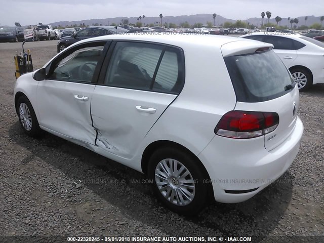 WVWDB7AJ1DW126799 - 2013 VOLKSWAGEN GOLF WHITE photo 3