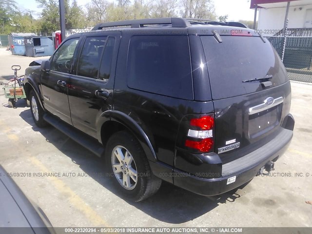 1FMEU63E28UA50757 - 2008 FORD EXPLORER XLT BLACK photo 3