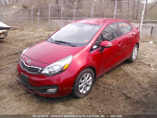 KNADN4A32C6088163 - 2012 KIA RIO EX/SX RED photo 2