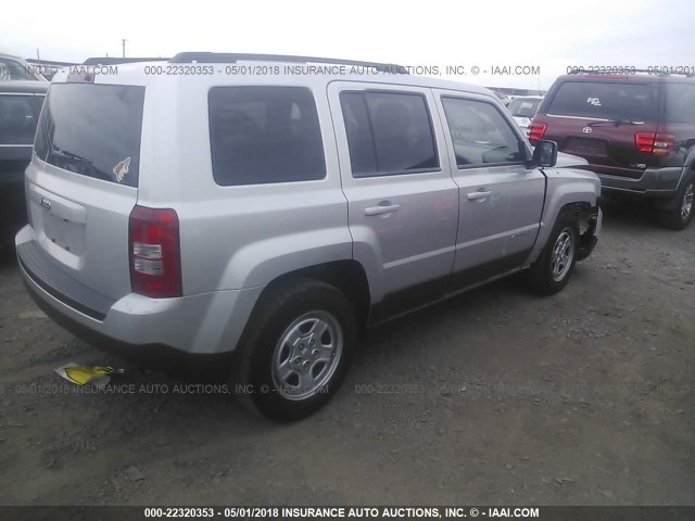 1C4NJPBA2ED618020 - 2014 JEEP PATRIOT SPORT SILVER photo 4