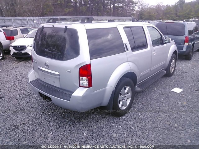 5N1AR18B68C657283 - 2008 NISSAN PATHFINDER S/LE/SE SILVER photo 4