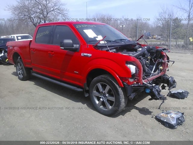 1FTFW1EG5FFB92929 - 2015 FORD F150 SUPERCREW RED photo 1