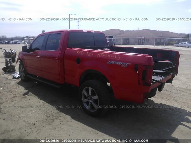 1FTFW1EG5FFB92929 - 2015 FORD F150 SUPERCREW RED photo 3