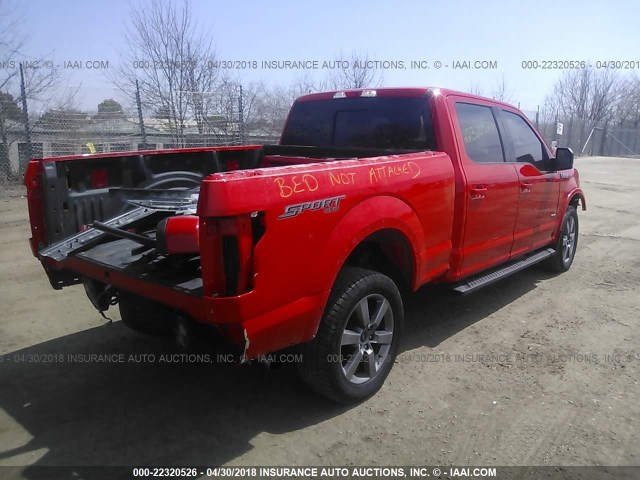 1FTFW1EG5FFB92929 - 2015 FORD F150 SUPERCREW RED photo 4