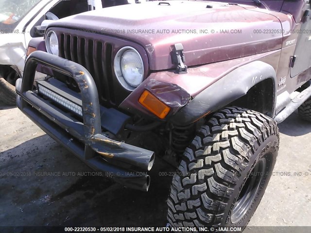 1J4FY19S3XP434373 - 1999 JEEP WRANGLER / TJ SPORT MAROON photo 6