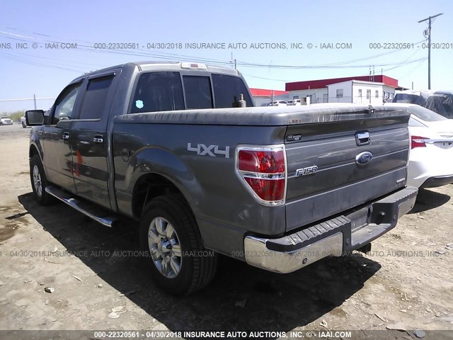 1FTFW1EF2BFA69221 - 2011 FORD F150 SUPERCREW GRAY photo 3