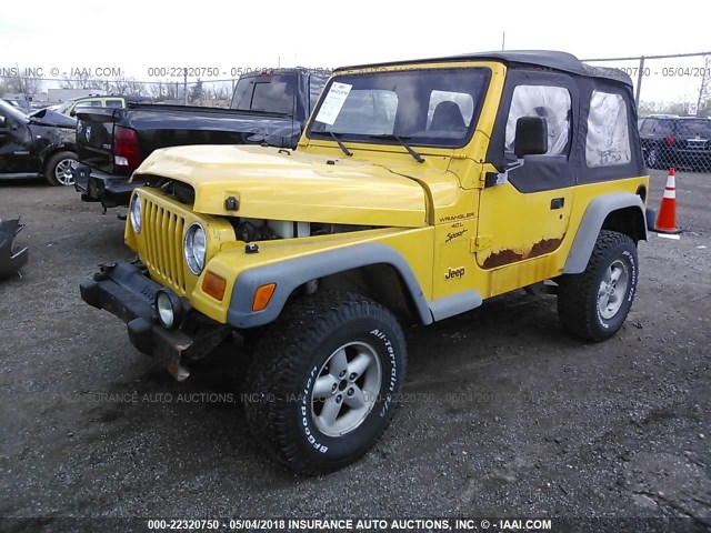 1J4FA49S6YP779369 - 2000 JEEP WRANGLER / TJ SPORT YELLOW photo 2