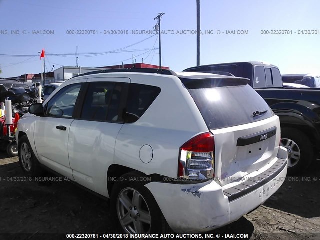 1J8FT47097D241887 - 2007 JEEP COMPASS WHITE photo 3