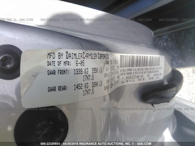 1J4GS48K25C721040 - 2005 JEEP GRAND CHEROKEE LAREDO/COLUMBIA/FREEDOM 银色 照片 9