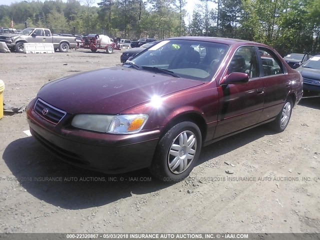 4T1BG22K01U763768 - 2001 TOYOTA CAMRY CE/LE/XLE RED photo 2