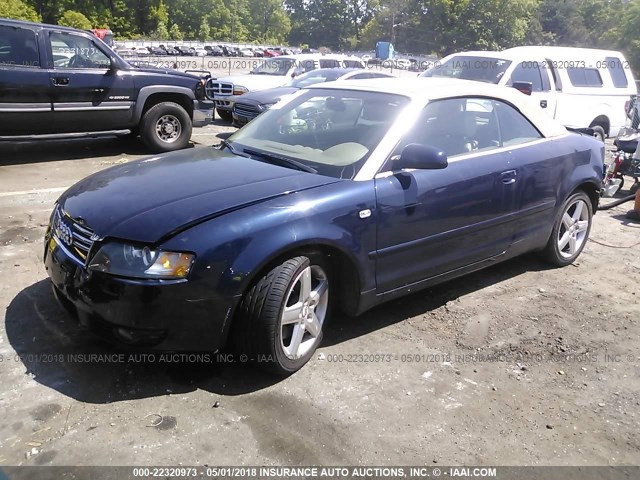 WAUAT48H03K027444 - 2003 AUDI A4 3.0 CABRIOLET BLUE photo 2